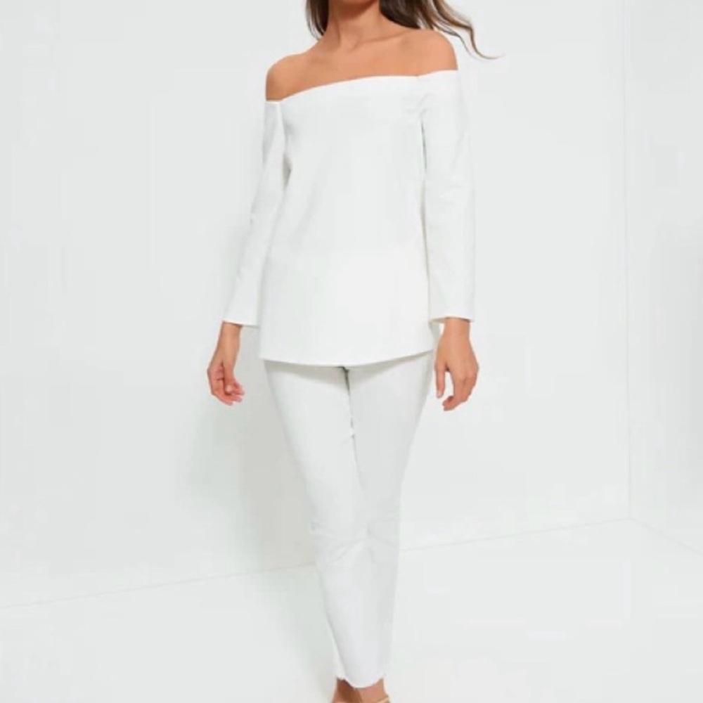 Tuckernuck Women's White Miranda Off the Shoulder Blouse Long Sleeve Top